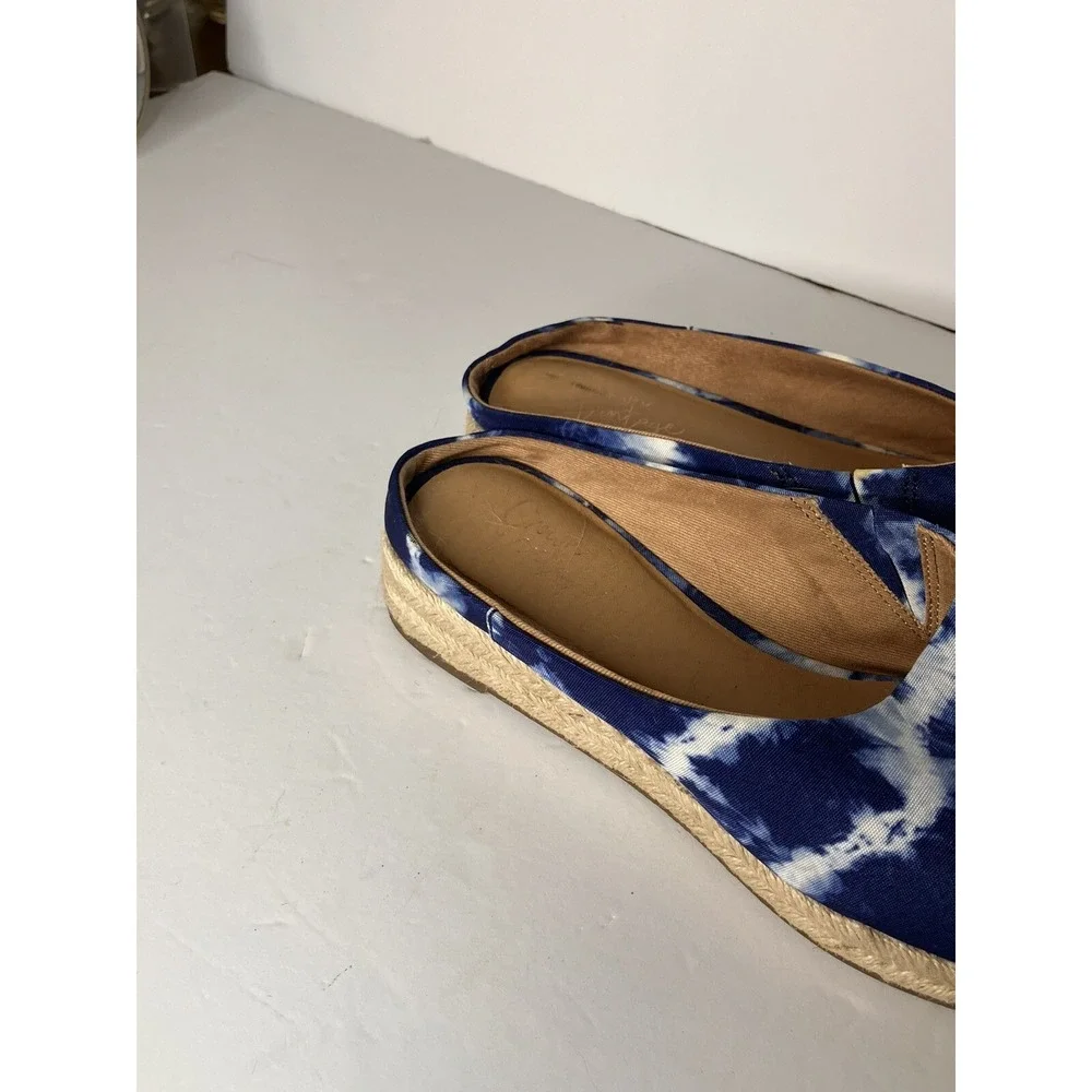 Crown Vintage Shoes  Sz 7 Blue Flat‎ espadrilles Tie Dye Mule
